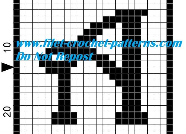 Alphabet letter A filet crochet pattern