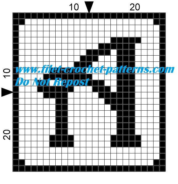 Alphabet letter A filet crochet pattern