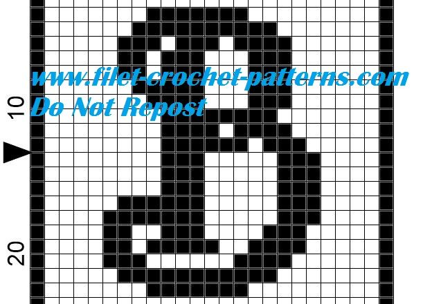 Alphabet letter B filet crochet pattern