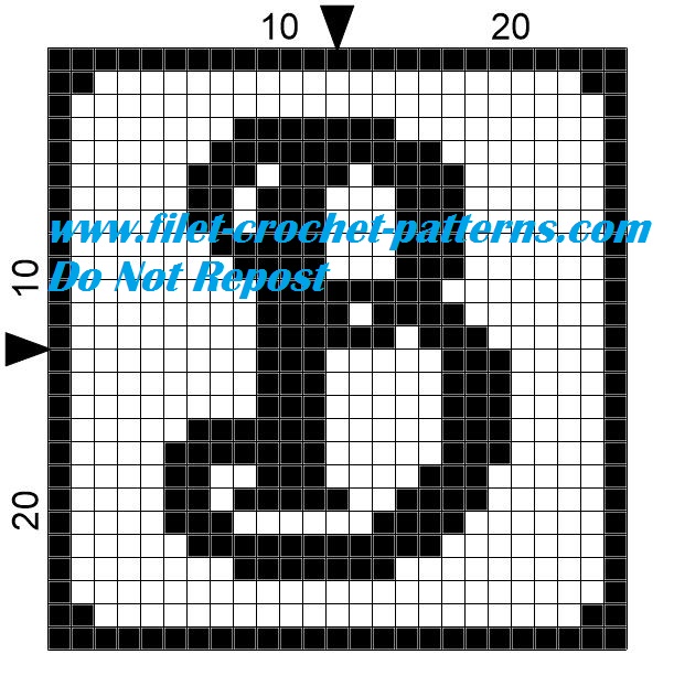 Alphabet letter B filet crochet pattern