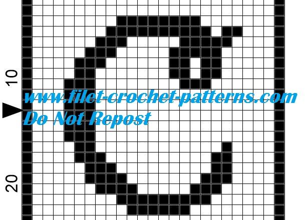 Alphabet letter C filet crochet pattern