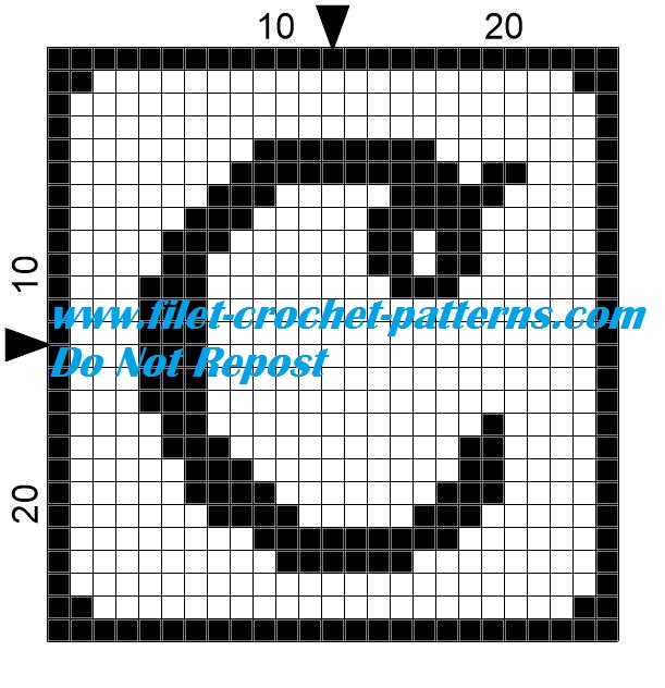 Alphabet letter C filet crochet pattern