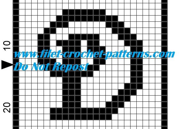 Alphabet letter D filet crochet pattern