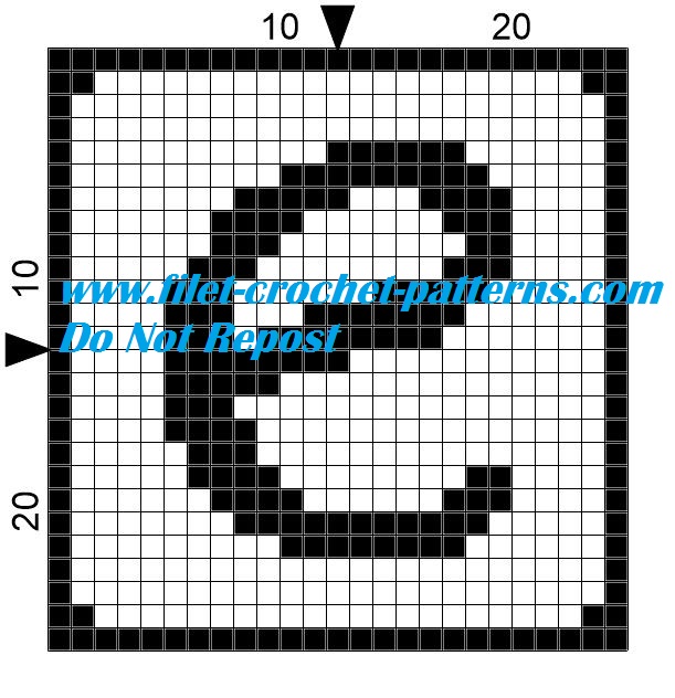 Alphabet letter E filet crochet pattern