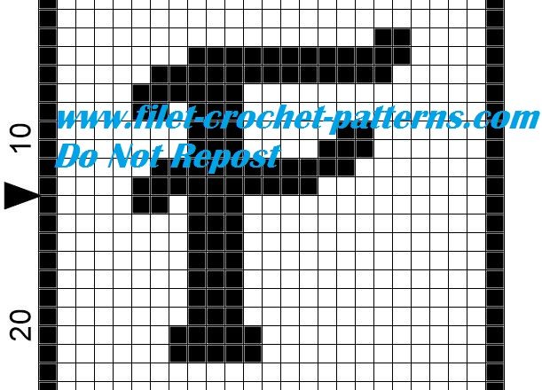 Alphabet letter F filet crochet pattern