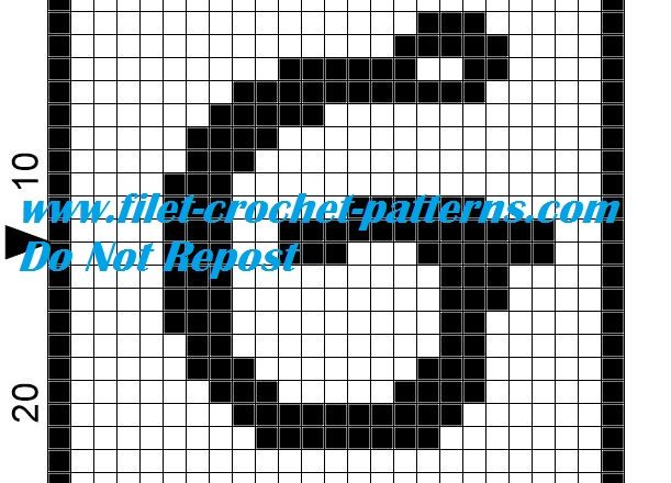 Alphabet letter G filet crochet pattern