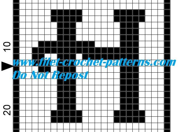 Alphabet letter H filet crochet pattern
