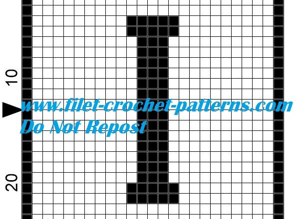 Alphabet letter I filet crochet pattern