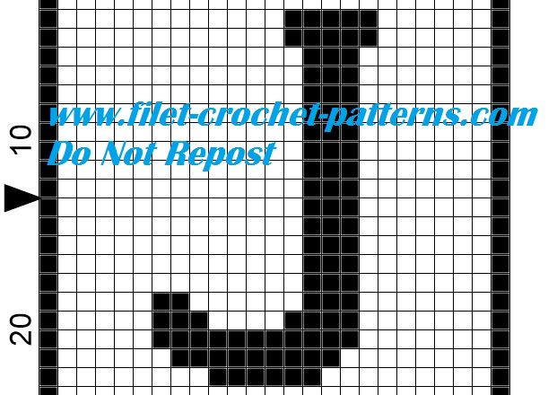 Alphabet letter J filet crochet pattern