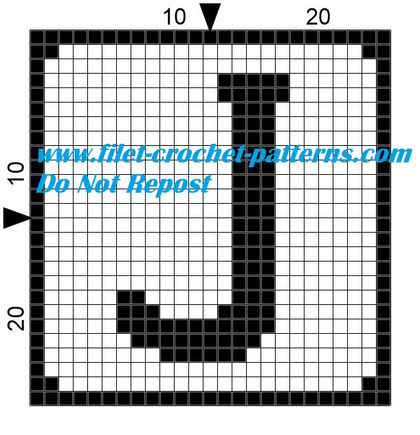 Alphabet letter J filet crochet pattern