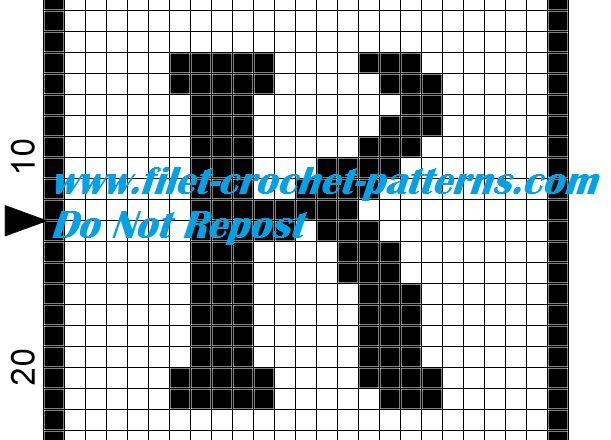 Alphabet letter K filet crochet pattern