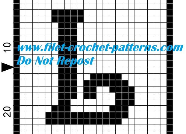 Alphabet letter L filet crochet pattern