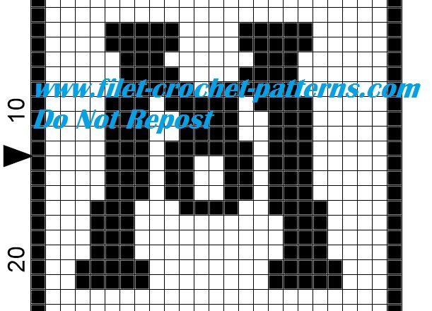 Alphabet letter M filet crochet pattern