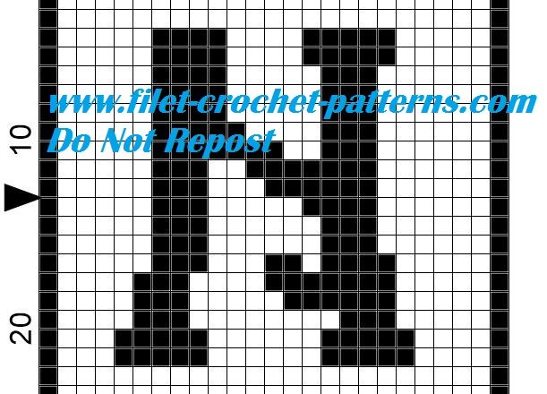 Alphabet letter N filet crochet pattern