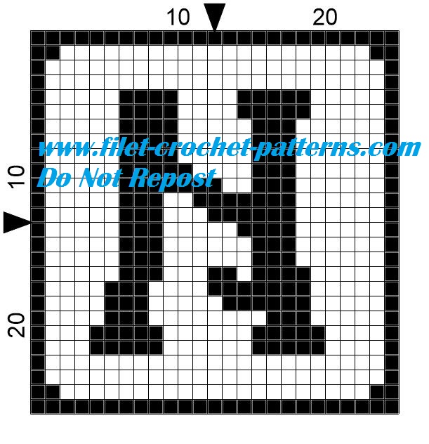 Alphabet letter N filet crochet pattern