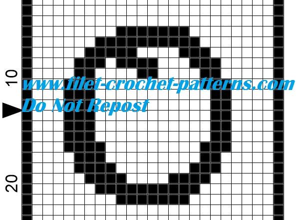 Alphabet letter O filet crochet pattern