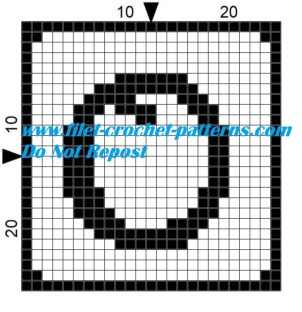 Alphabet letter O filet crochet pattern