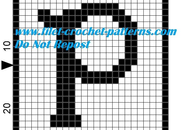 Alphabet letter P filet crochet pattern