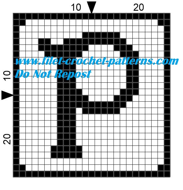 Alphabet letter P filet crochet pattern