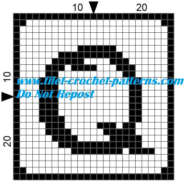 Alphabet letter Q filet crochet pattern