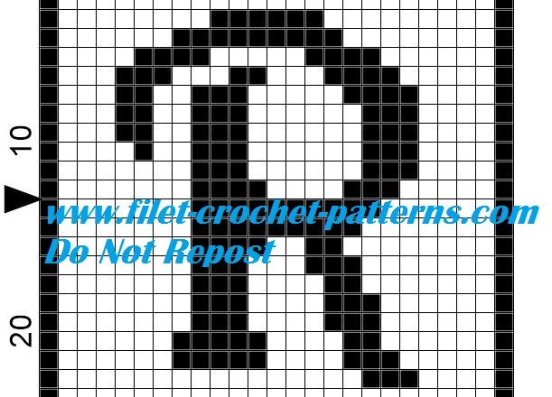 Alphabet letter R filet crochet pattern