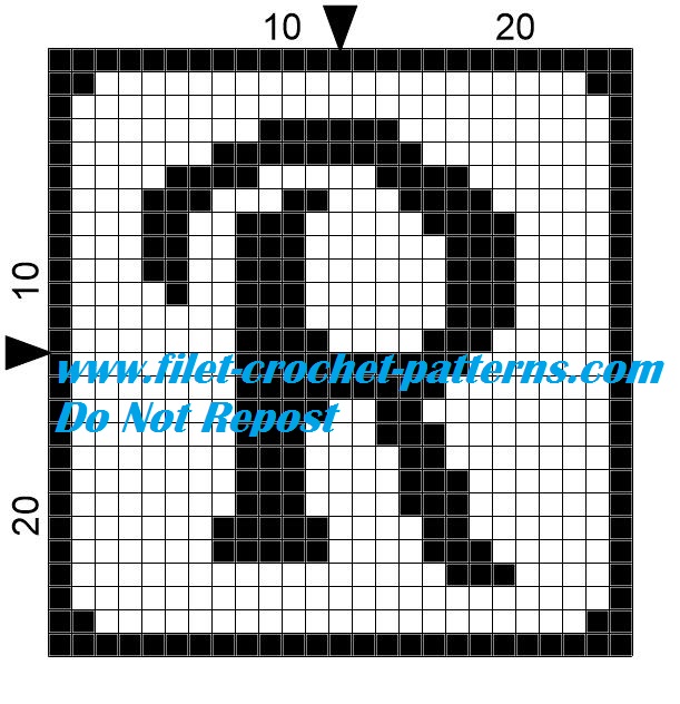 Alphabet letter R filet crochet pattern