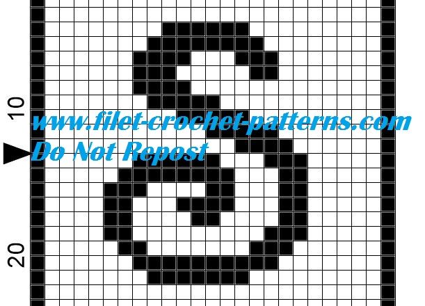 Alphabet letter S filet crochet pattern