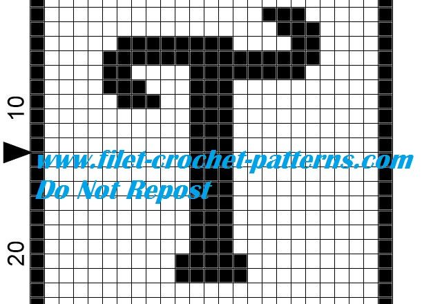 Alphabet letter T filet crochet pattern