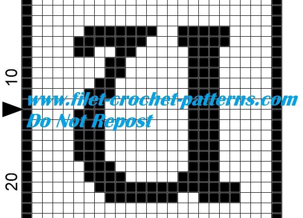 Alphabet letter U filet crochet pattern