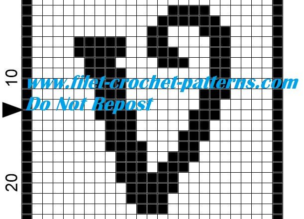 Alphabet letter V filet crochet pattern