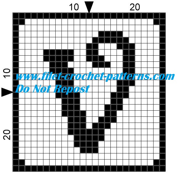 Alphabet letter V filet crochet pattern