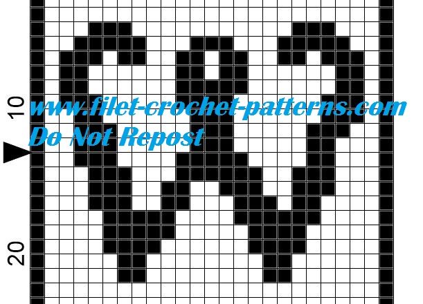 Alphabet letter W filet crochet pattern