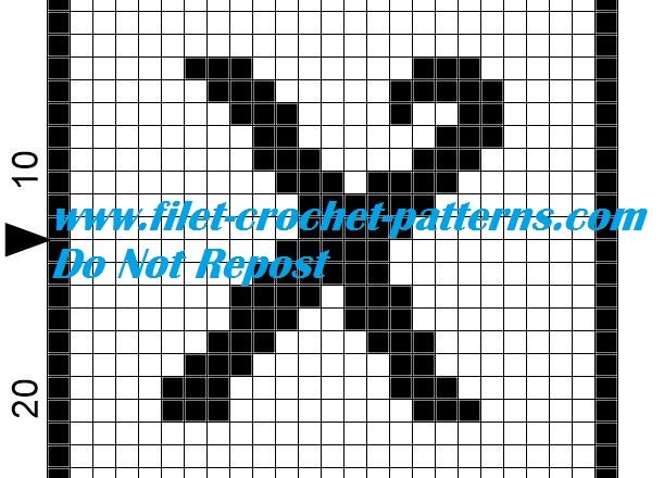 Alphabet letter X filet crochet pattern