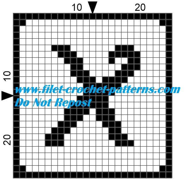 Alphabet letter X filet crochet pattern