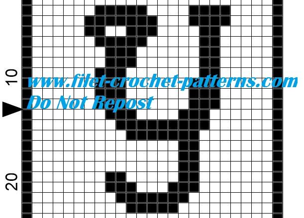 Alphabet letter Y filet crochet pattern