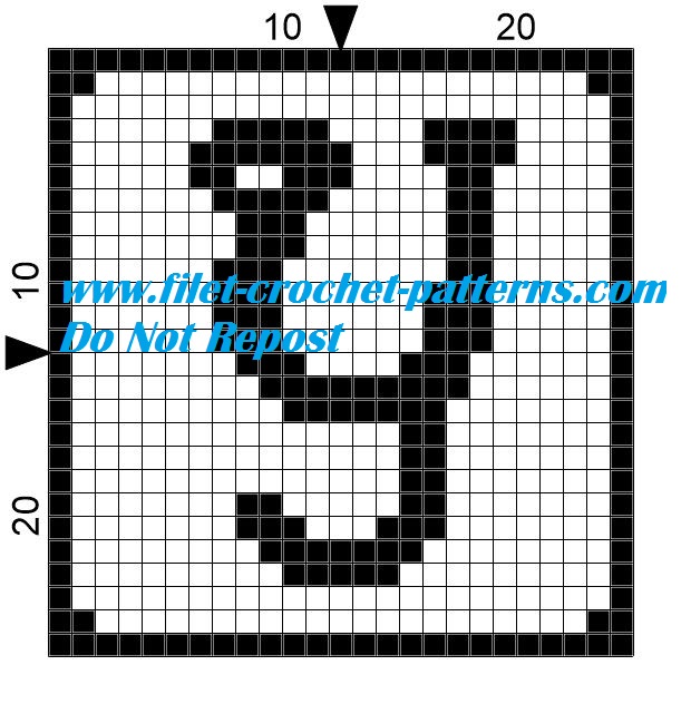 Alphabet letter Y filet crochet pattern