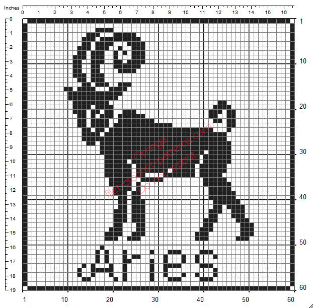 Aries Zodiac Sign free crochet filet pattern frame ideal