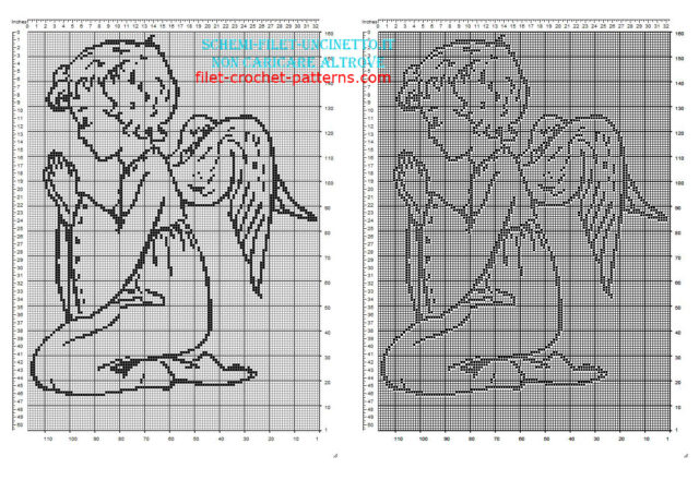 Baby Angel with wings praying free filet crochet pattern download