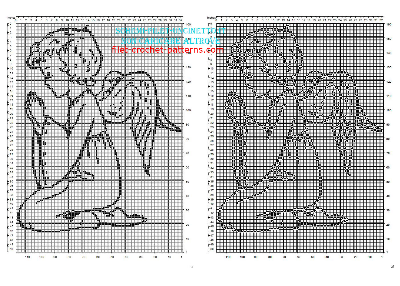 Baby Angel with wings praying free filet crochet pattern download