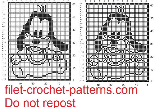 Baby Goofy free filet crochet pattern