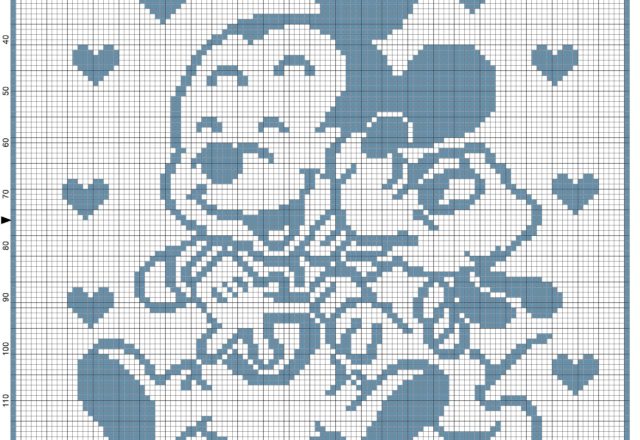 Baby Mickey and Pluto happy baby blanket filet crochet