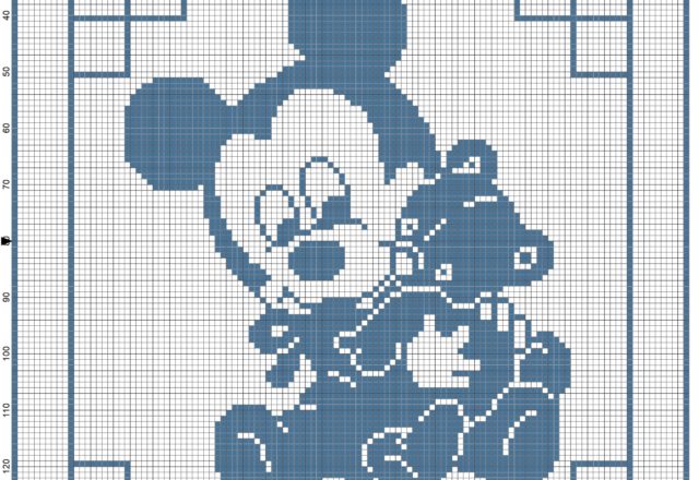 Baby Mickey with teddy bear baby blanket filet crochet