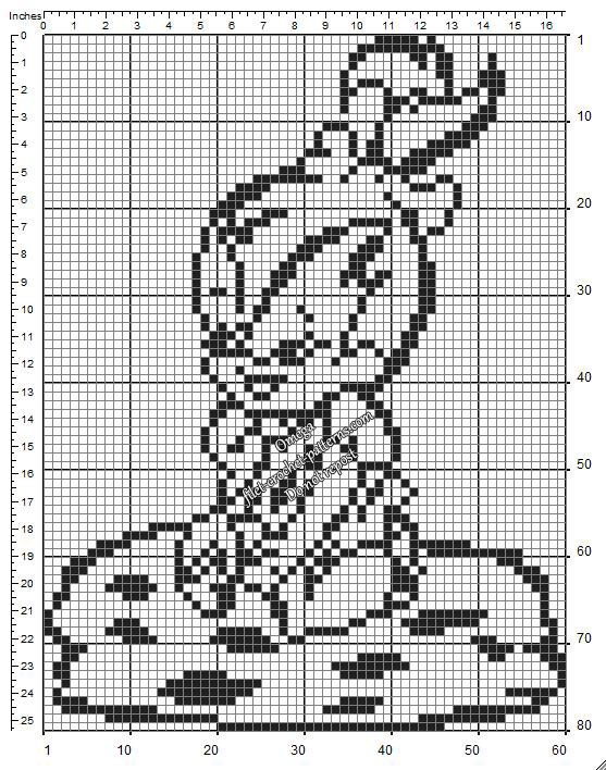 Baby Pebbles The Flintstones free crochet filet baby blanket pattern small 60 x 80 squares