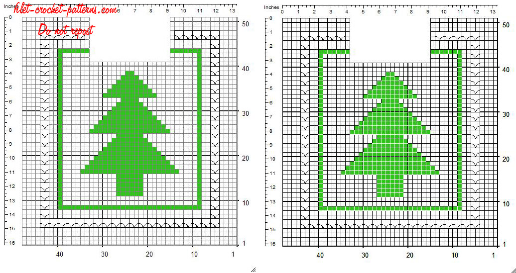 Baby bib with Christmas tree free crochet filet pattern