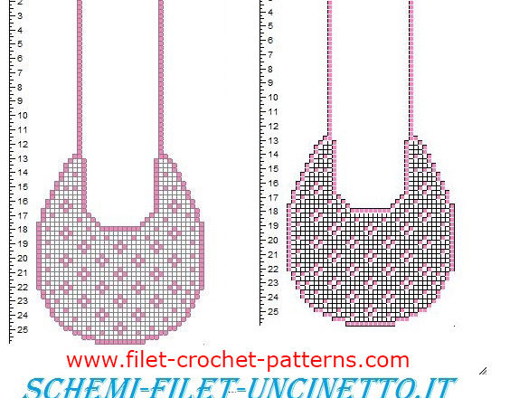 Baby bib with small flowers free filet crochet pattern