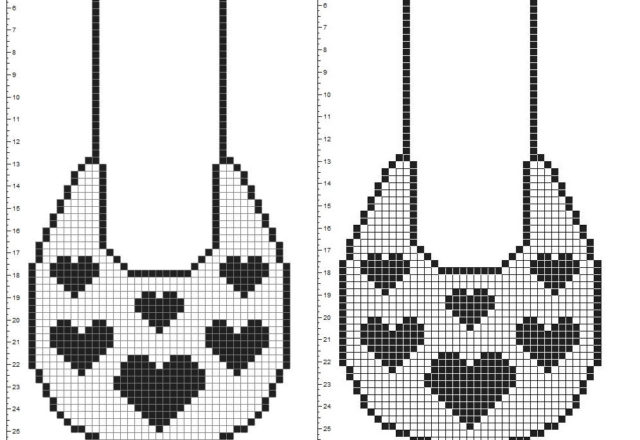 Baby bib with small hearts free filet crochet pattern