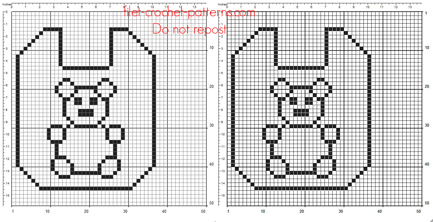Baby bib with teddy bear free crochet filet pattern download