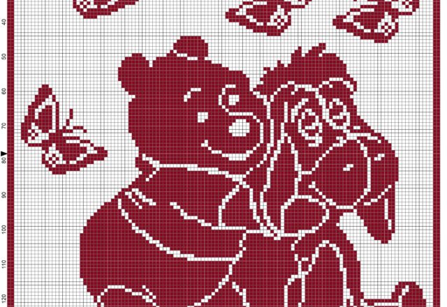 Baby blanket Winnie the Pooh filet crochet pattern