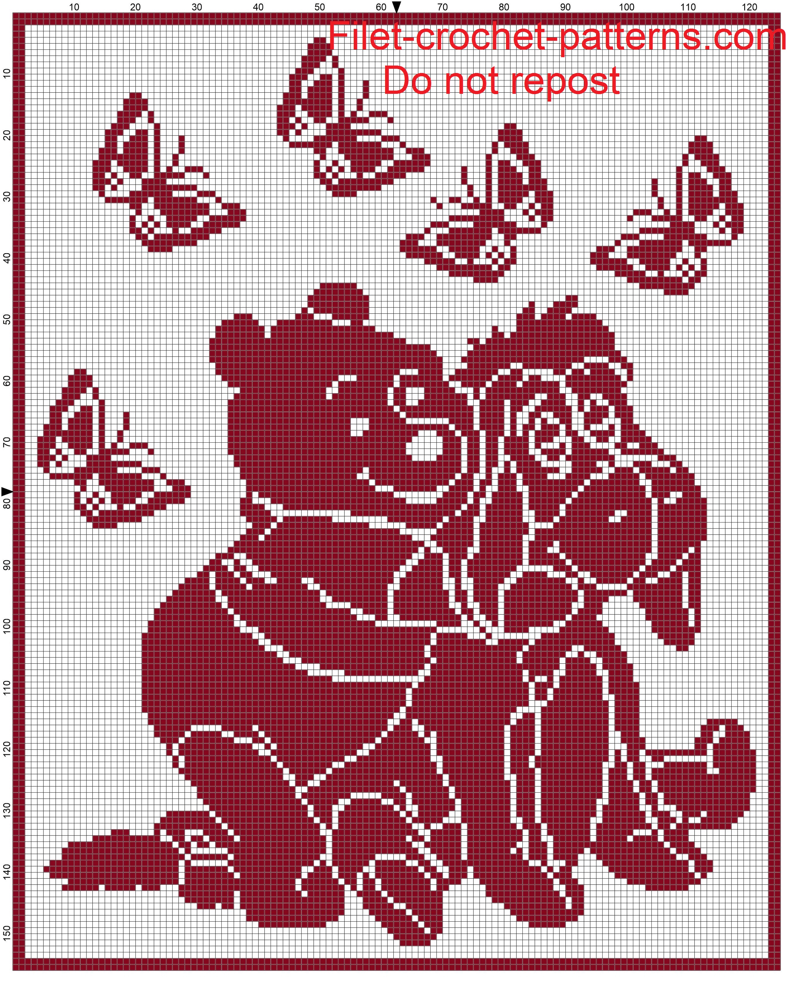 Baby blanket Winnie the Pooh filet crochet pattern