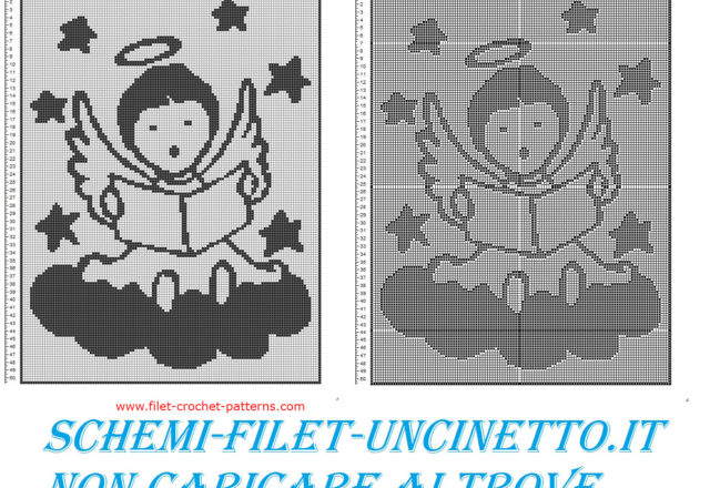 Crochet filet free pattern flying Angel playing the trumpet free download